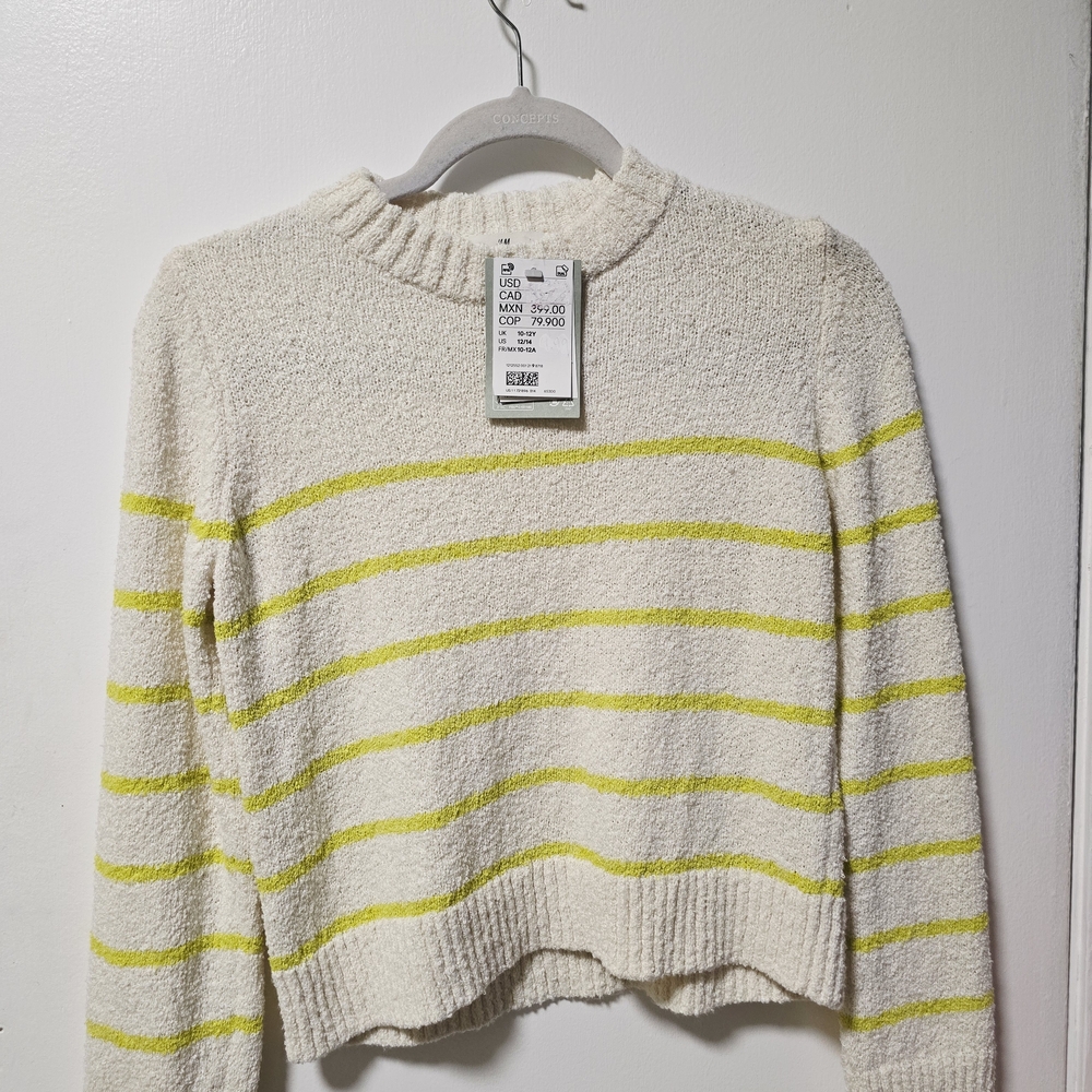 H&M Cream and Yellow Striped Sweater